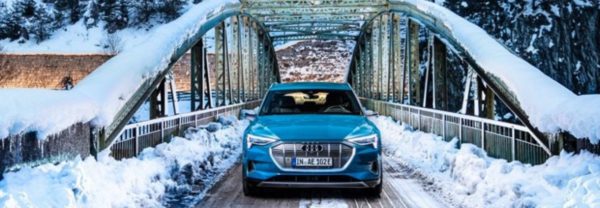 2019 Audi E-tron Paramus driving on a frosty bridge